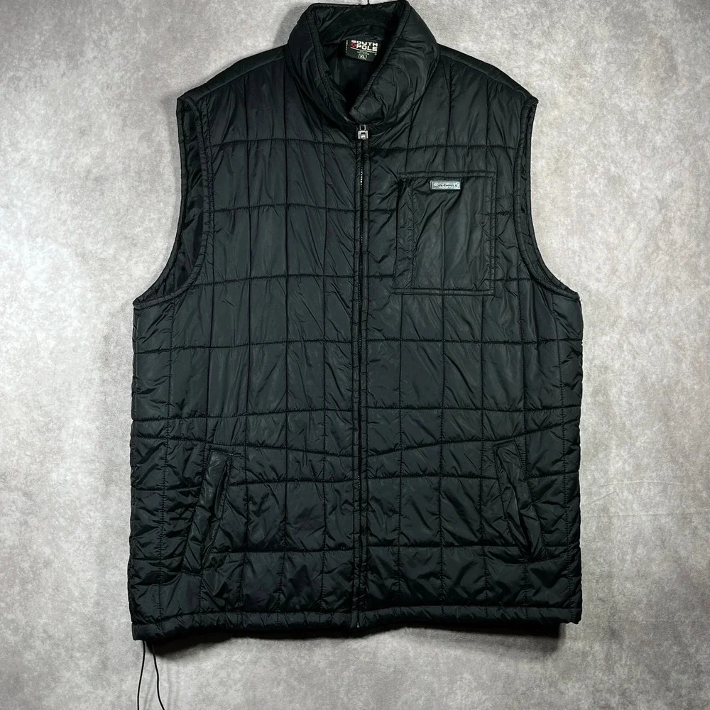 South Pole Puffer Vest Mens Size XL Black Full Zip Outdoor Pockets Y2K Hip Hop